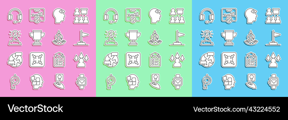 Set line smart watch front end development flag Set line smart watch front end development flag vector image