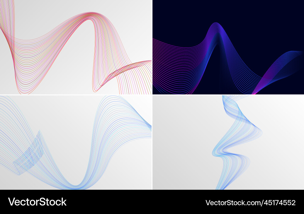 Set of 4 geometric wave pattern backgrounds Vector Image