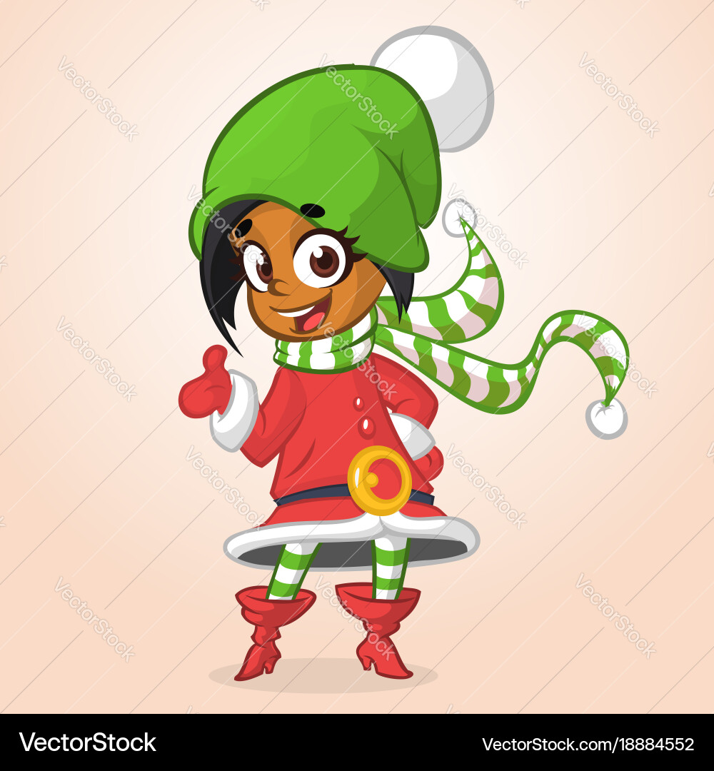 Smiling Afro Elf Character Vector Image