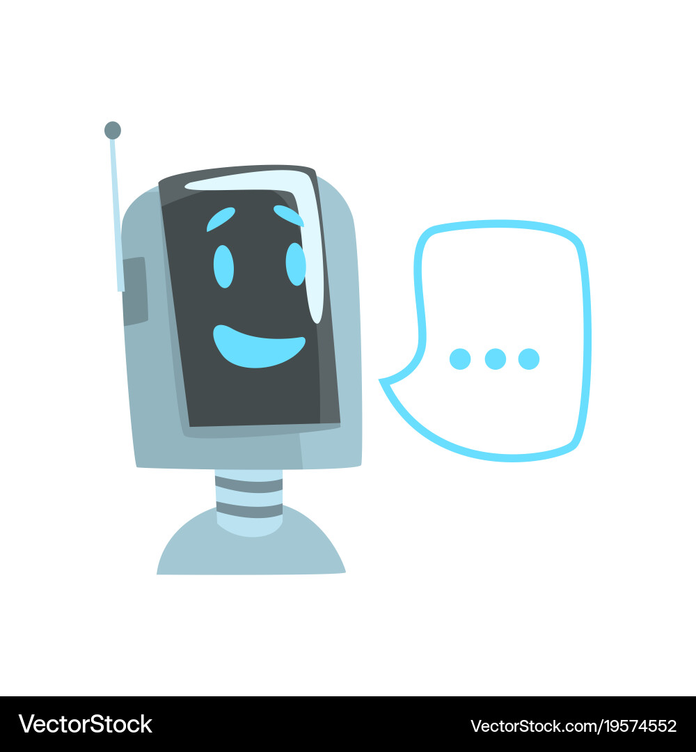 Smiling funny robot and speech bubble voice vector image