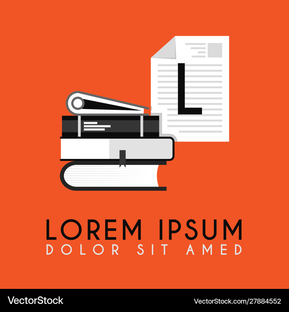 Stack books with additional initial l logo Vector Image