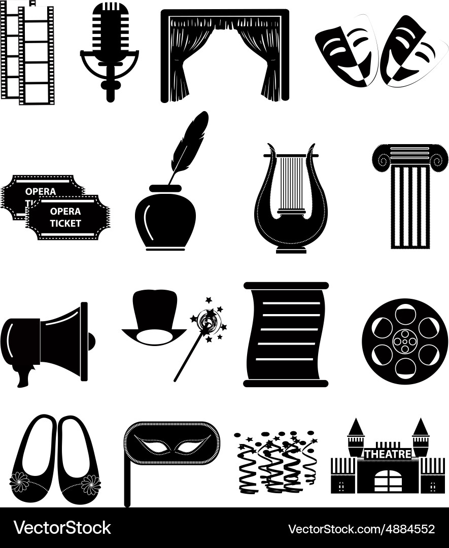 Theater Icon Set - Performance & Events Vector Image