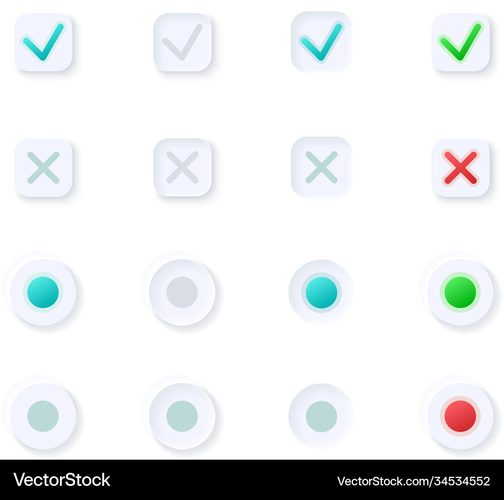 Tick and cross buttons ui elements kit Tick and cross buttons ui elements kit vector image