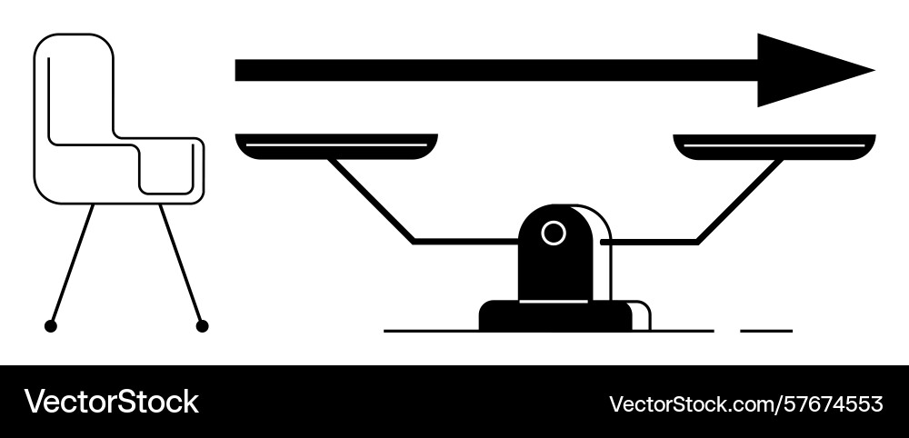 Balancing scales with arrow symbolizing decision Balancing scales with arrow symbolizing decision vector image