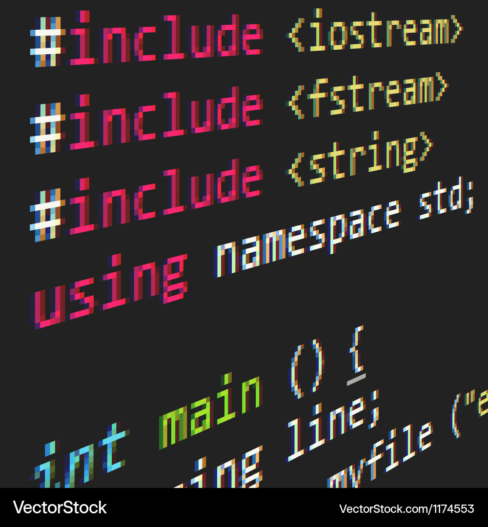 C Code Snippet auf dunklem Hintergrund vektorbild