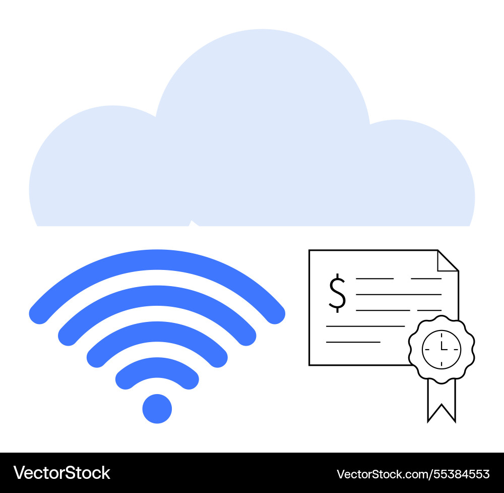Cloud computing with wireless connectivity symbol Cloud computing with wireless connectivity symbol vector image
