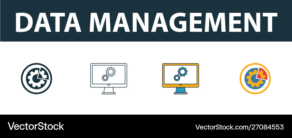 Data management icon set four elements Data management icon set four elements vector image