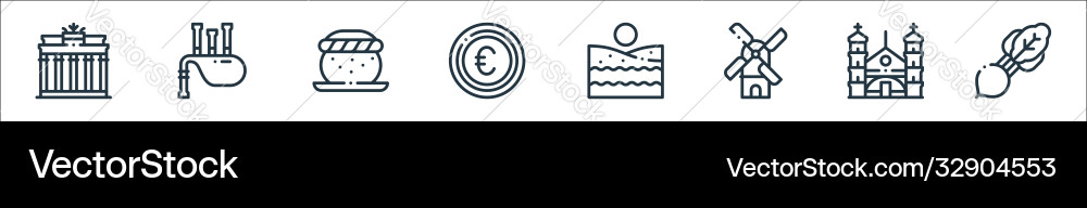 Europe line icons linear set quality Europe line icons linear set quality vector image