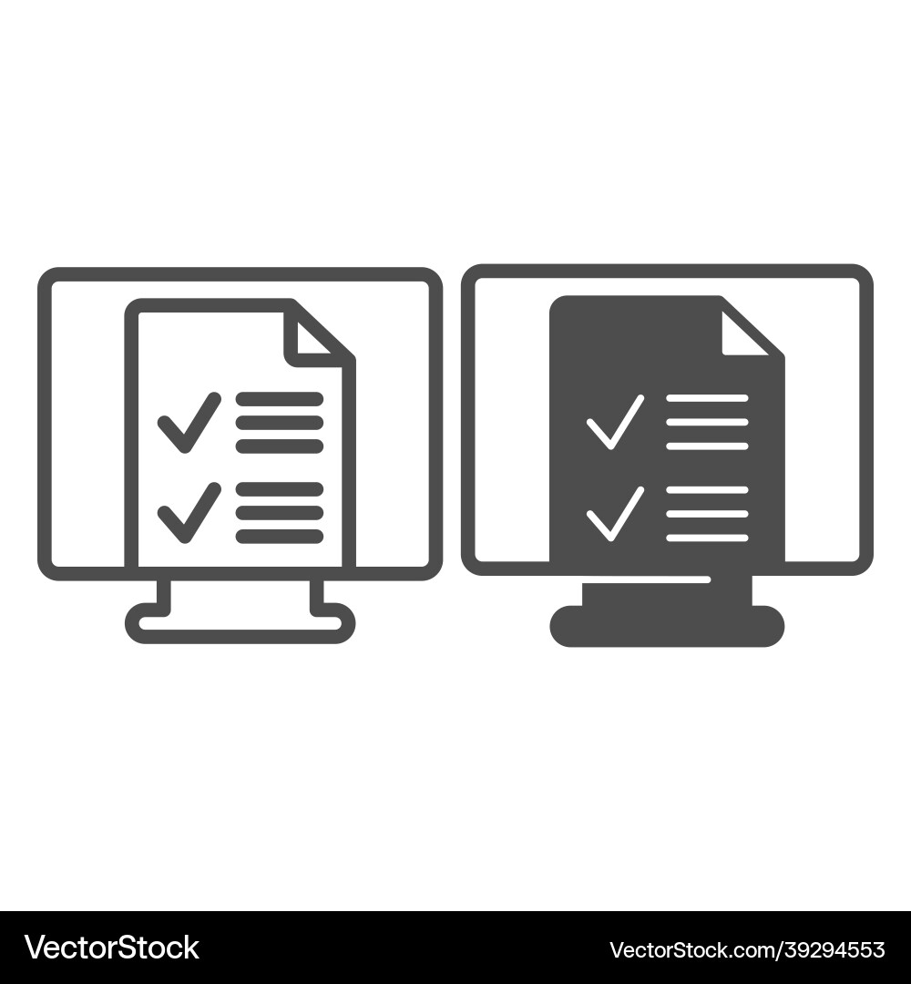 Monitor monoblock with file document ticks Monitor monoblock with file document ticks vector image