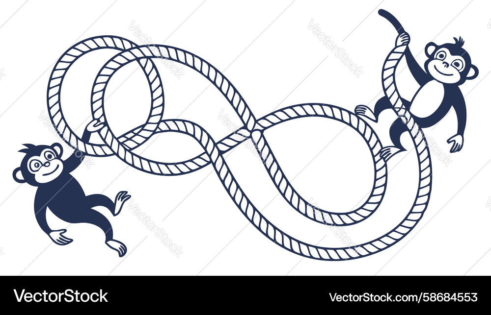 Monkeys on Rope - Playful Loop Vector Image
