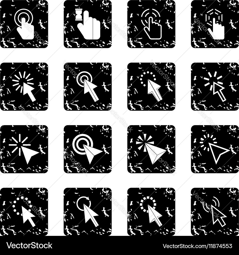 Mouse pointer set icons grunge style vector image