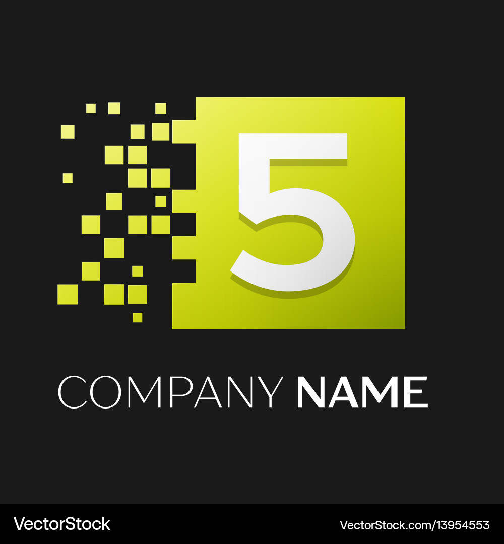 Number five symbol in the colorful square Vector Image