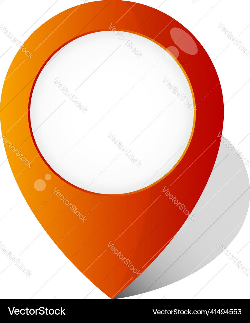 Orange location marker on map and navigation vector image
