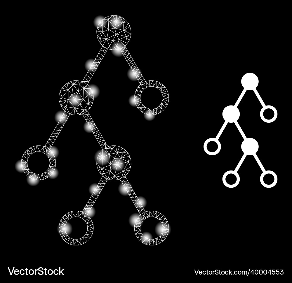 Polygonal wire frame mesh hierarchy nodes Vector Image