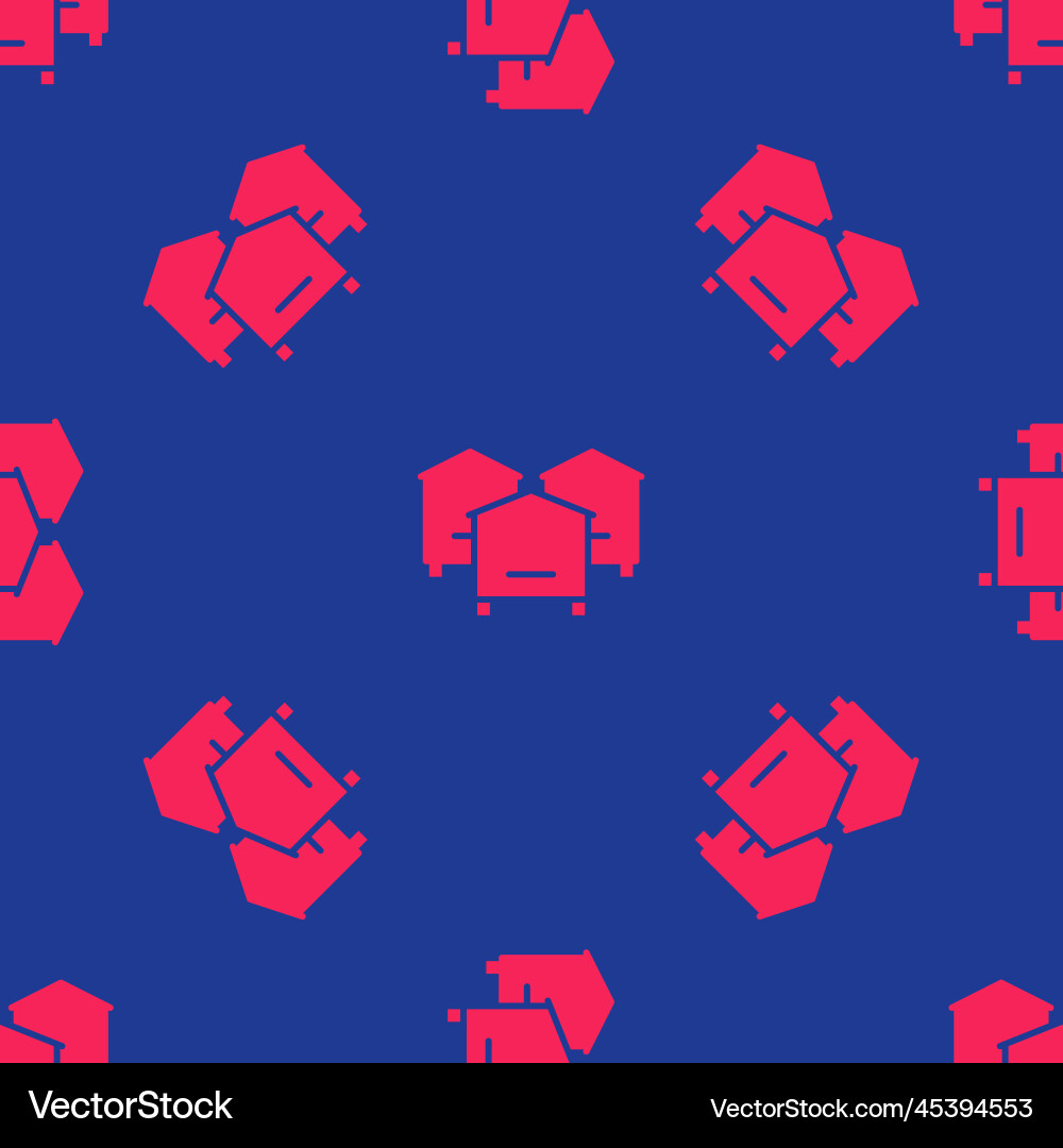 Red hive for bees icon isolated seamless pattern Red hive for bees icon isolated seamless pattern vector image