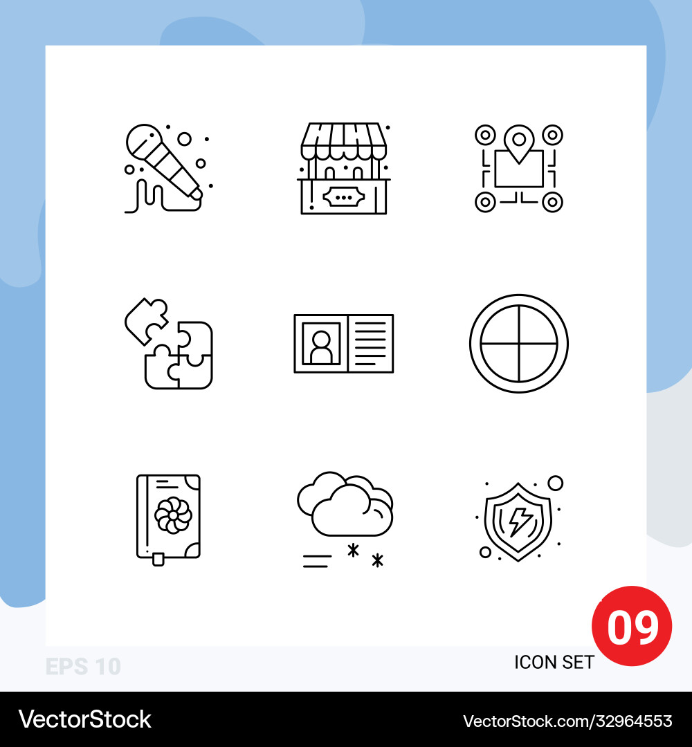 Set 9 outlines on grid for contact solution Vector Image