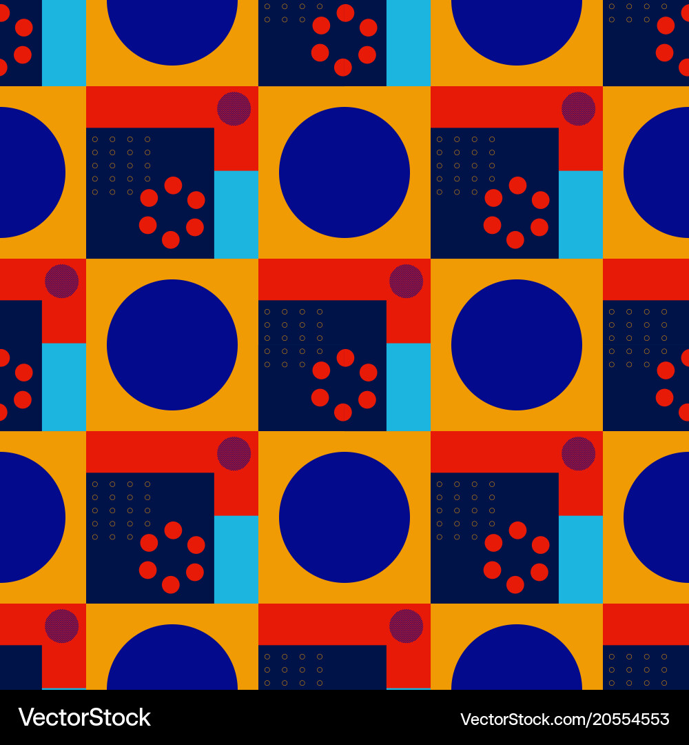 Squares and circles seamless pattern vector image