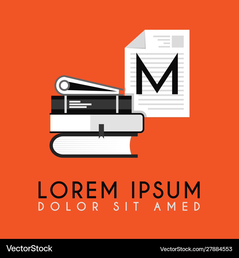 Stack books with additional initial m logo Vector Image