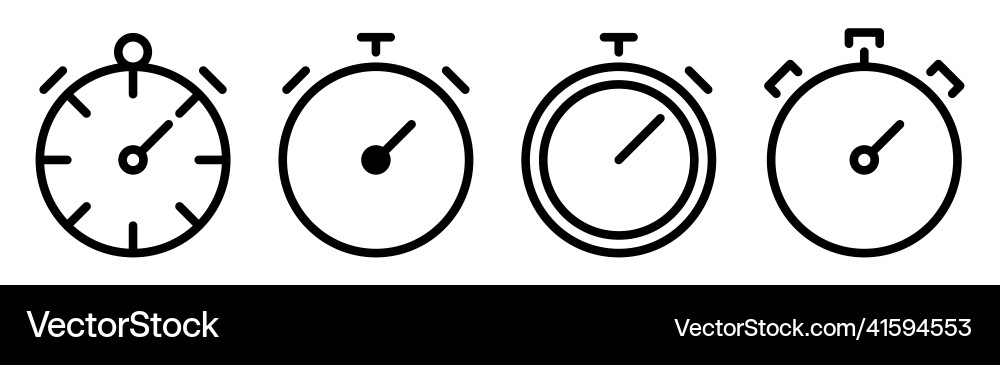 Stopwatch icon set timer symbol in line outline vector image