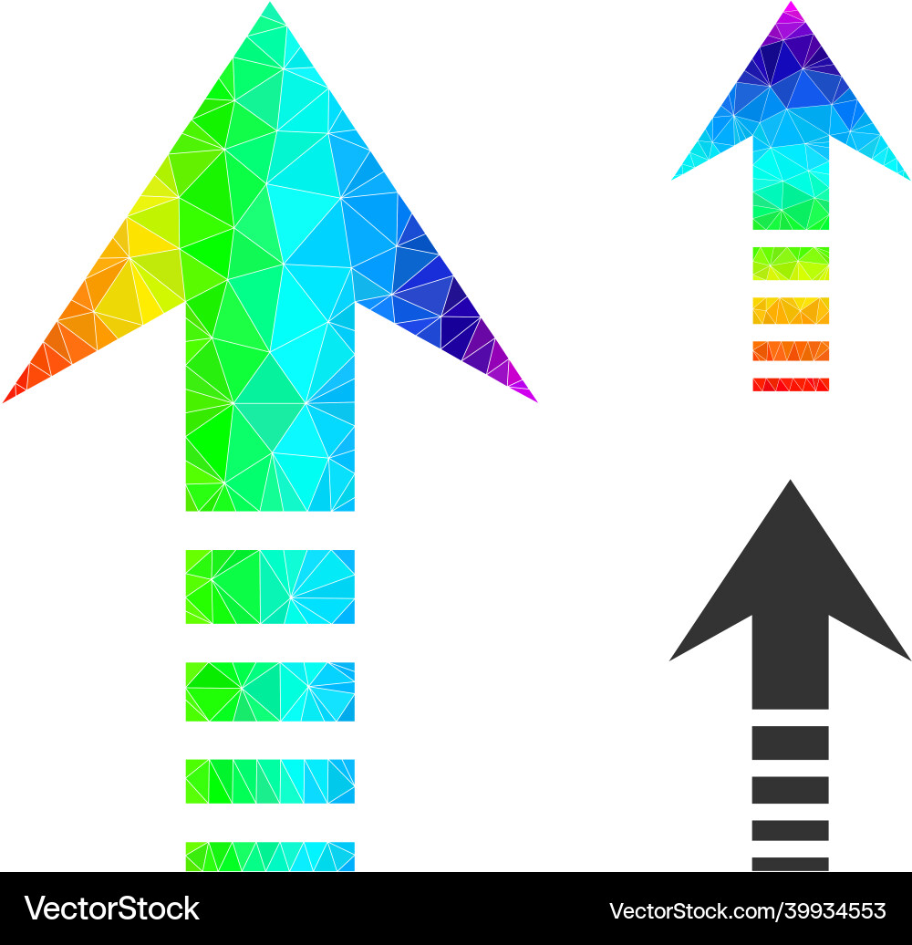 Triangle filled send up icon with spectrum Vector Image