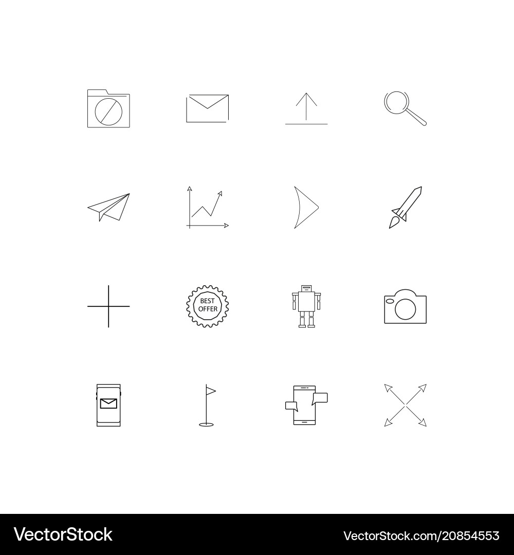 Web linear thin icons set outlined simple Vector Image