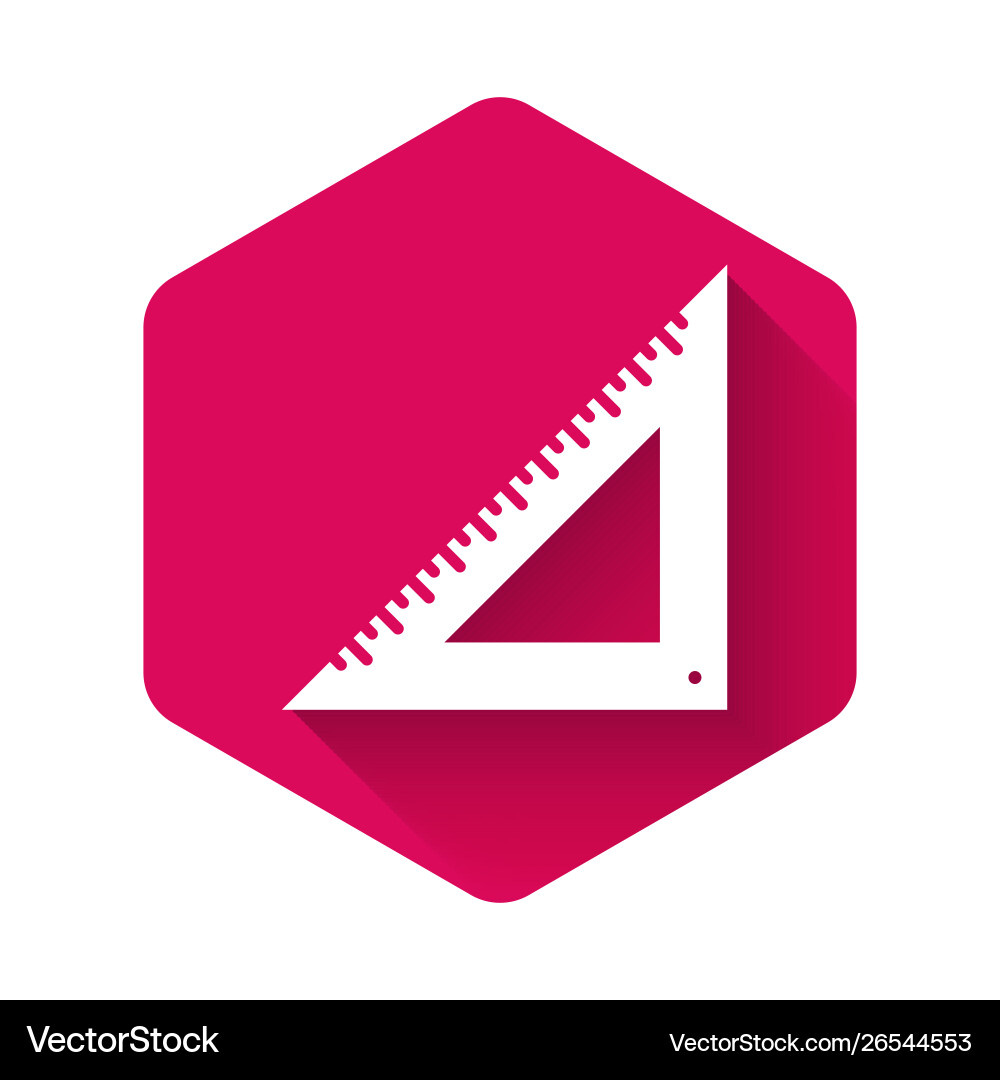 White triangular ruler icon isolated with long White triangular ruler icon isolated with long vector image