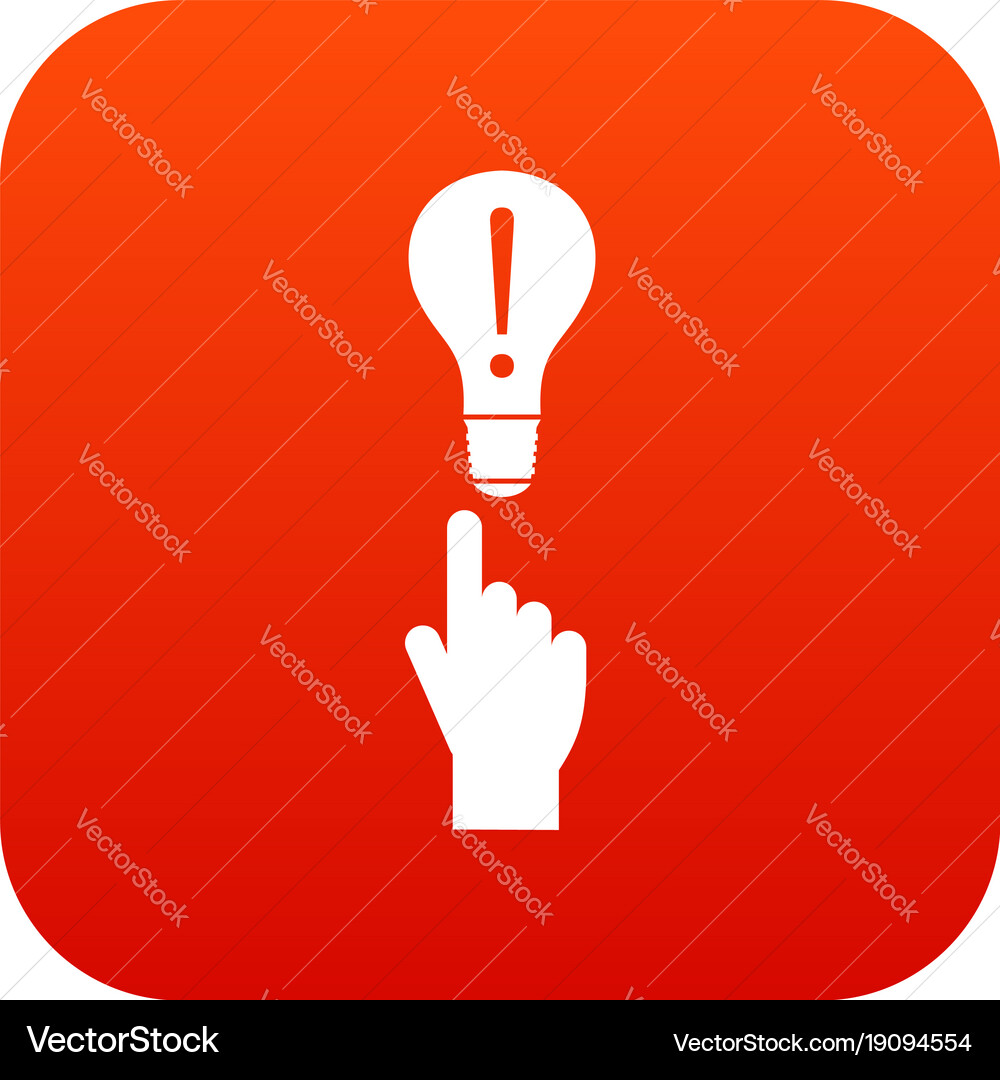 A finger pointer and light bulb icon digital red vector image
