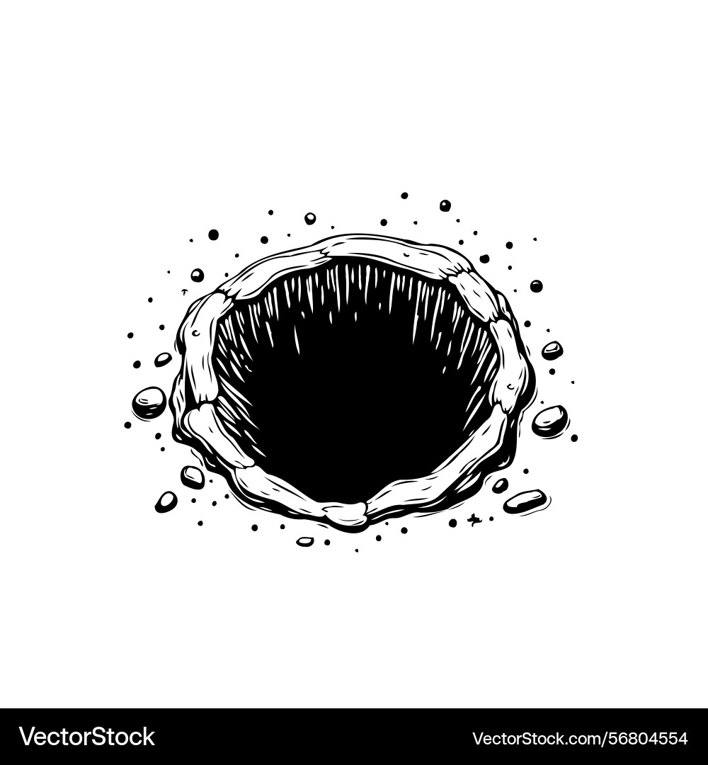 Abstract rendering of a gaping hole surrounded Vector Image