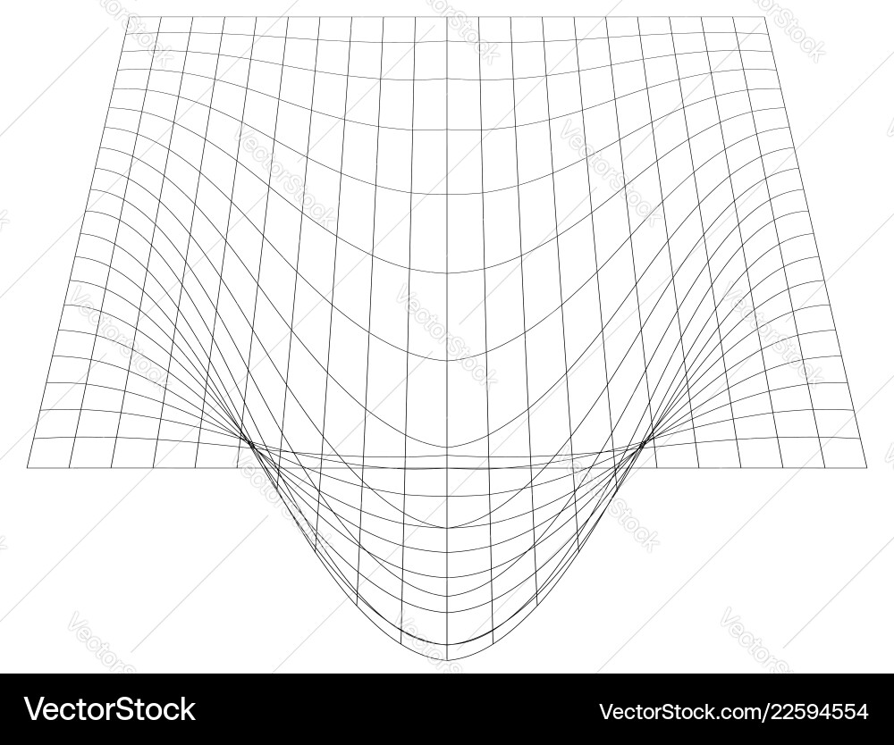 Bent grid in perspective 3d mesh with convex Bent grid in perspective 3d mesh with convex vector image