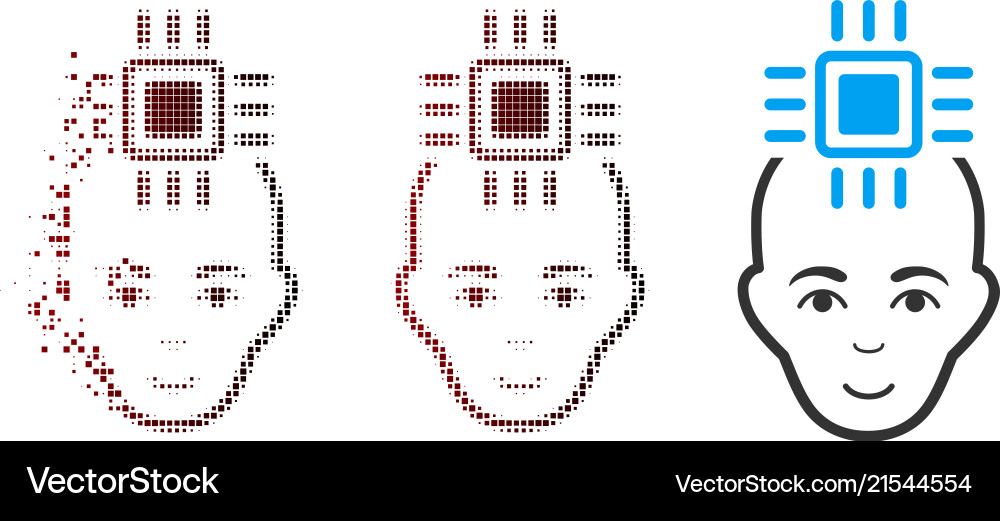 Dissolving pixel halftone neural computer Vector Image