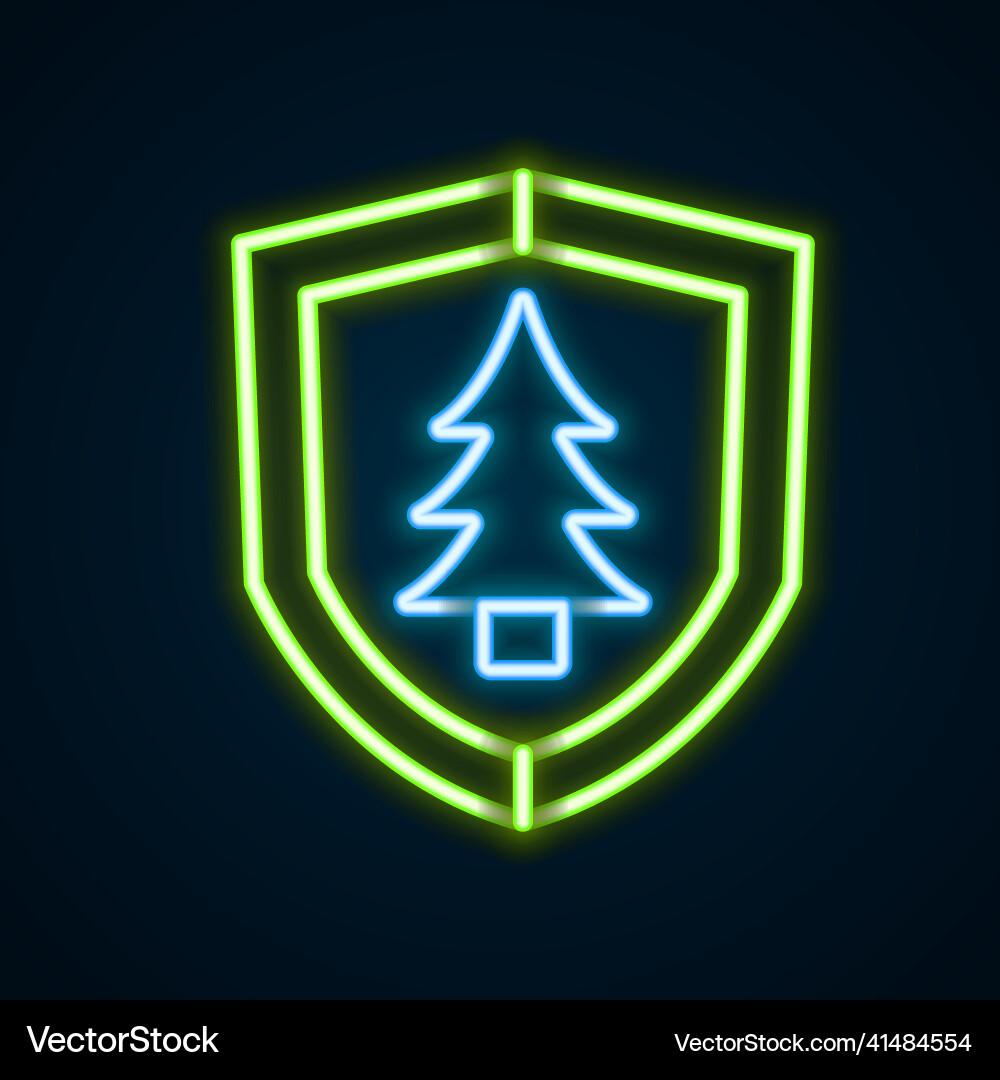 Glowing neon line shield with tree icon isolated Vector Image