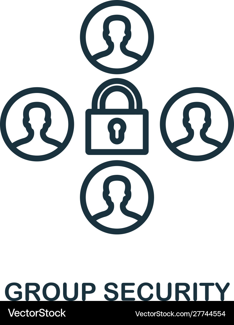 Group security icon outline style thin line vector image