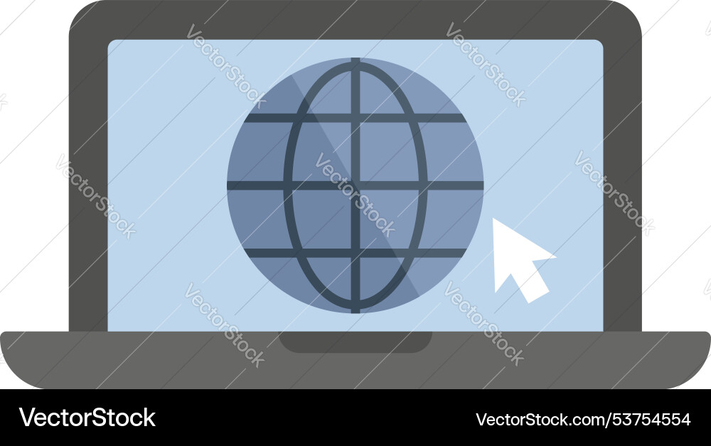 Laptop displaying internet web browser with mouse Laptop displaying internet web browser with mouse vector image
