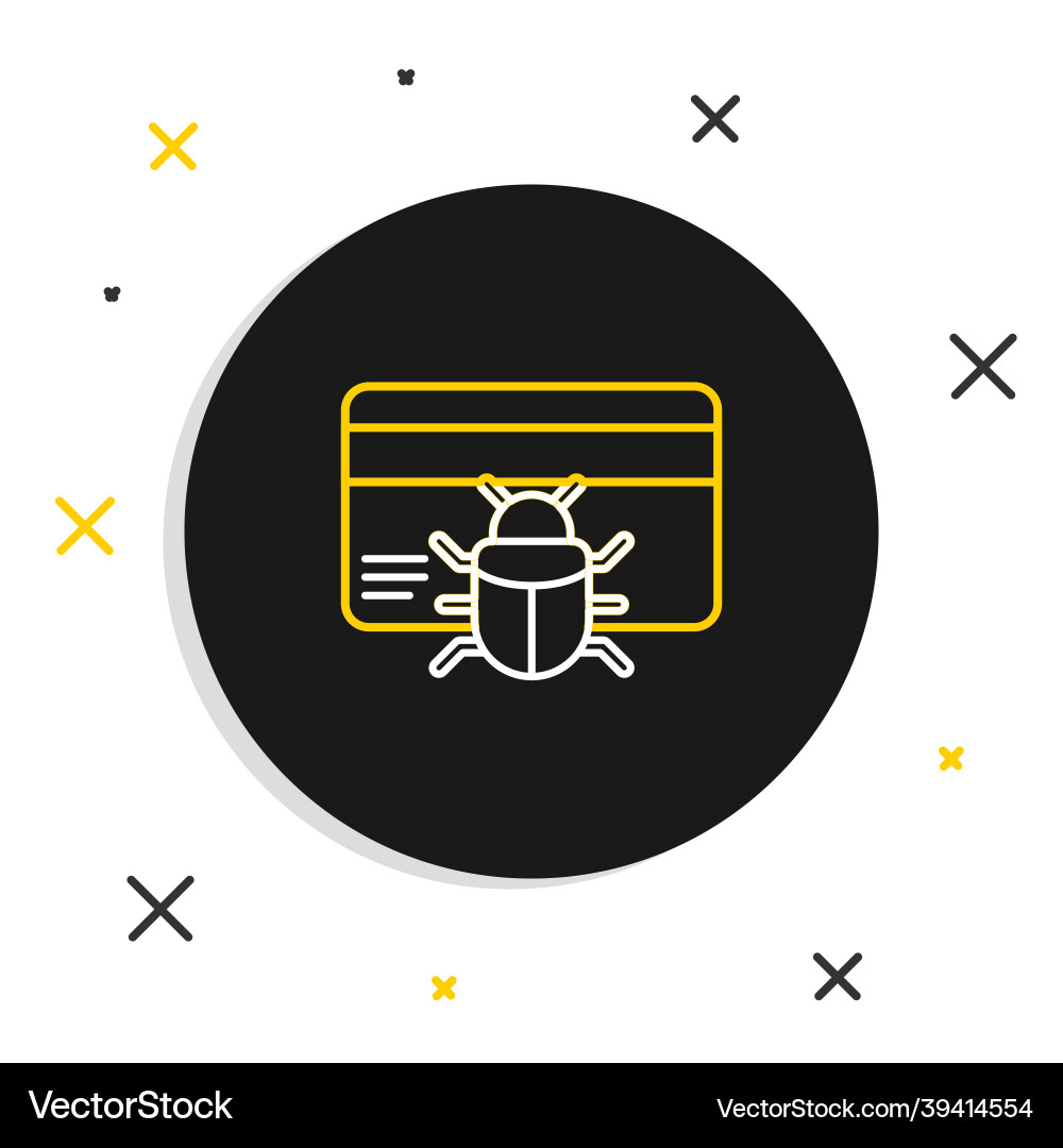Line system bug in credit card icon isolated Line system bug in credit card icon isolated vector image