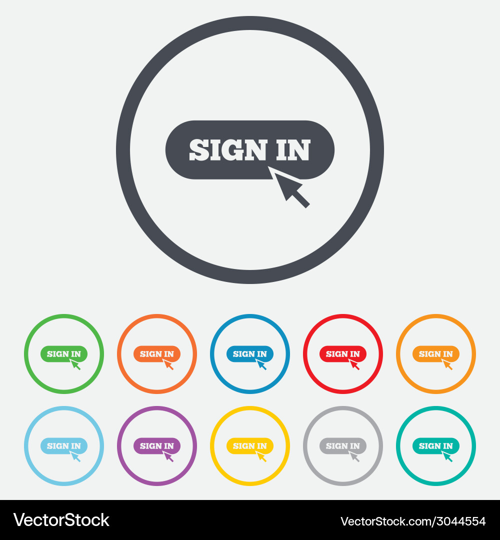 Melden Sie sich mit Cursor Pointer Symbol Login Symbol Vektorbild