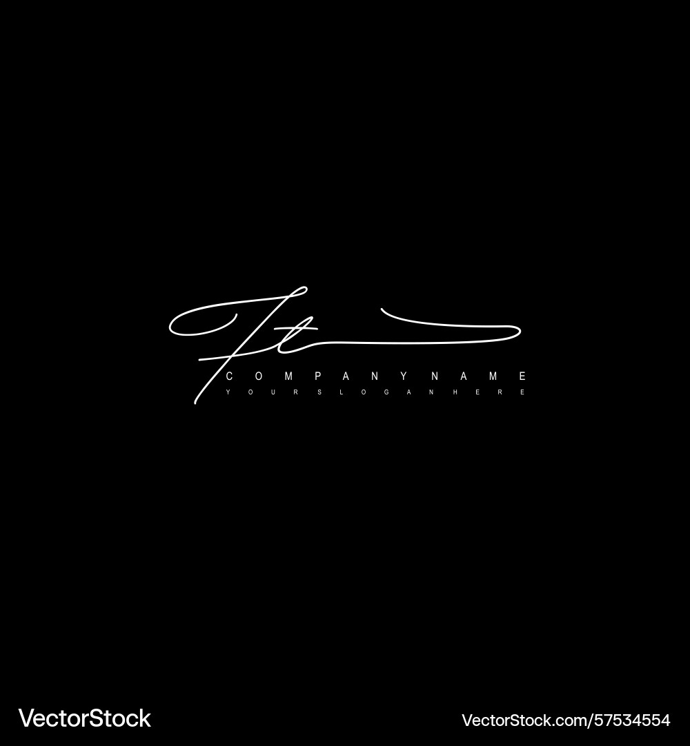 Minimal signature logo design with ft initials Minimal signature logo design with ft initials Vector Image