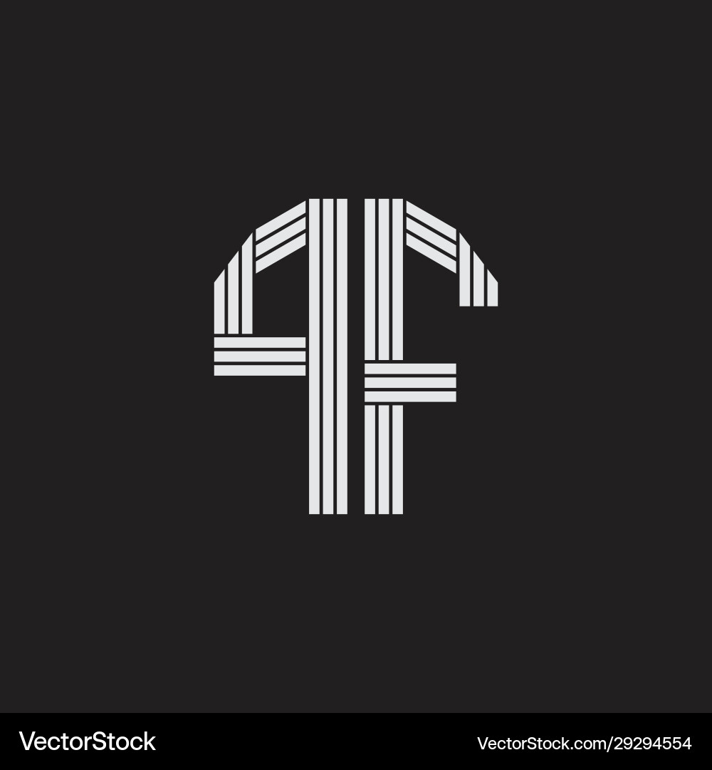 Pf logo monogram with outline style linked Pf logo monogram with outline style linked vector image