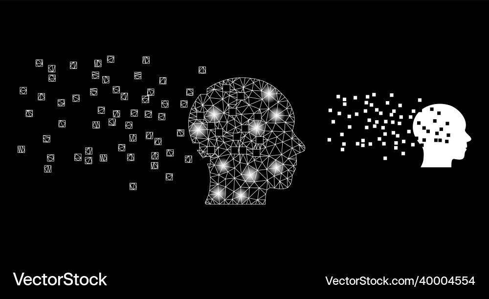 Polygonal network mesh human memory synthesis Polygonal network mesh human memory synthesis vector image