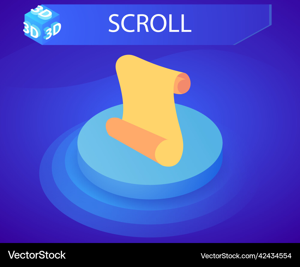 Scroll isometric design icon web 3d colorful Scroll isometric design icon web 3d colorful vector image
