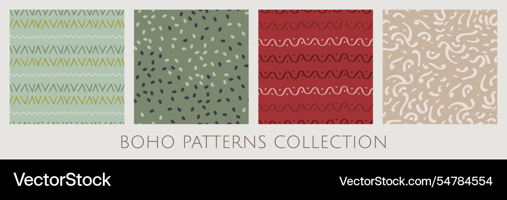 Seamless patterns collection in boho style Seamless patterns collection in boho style vector image