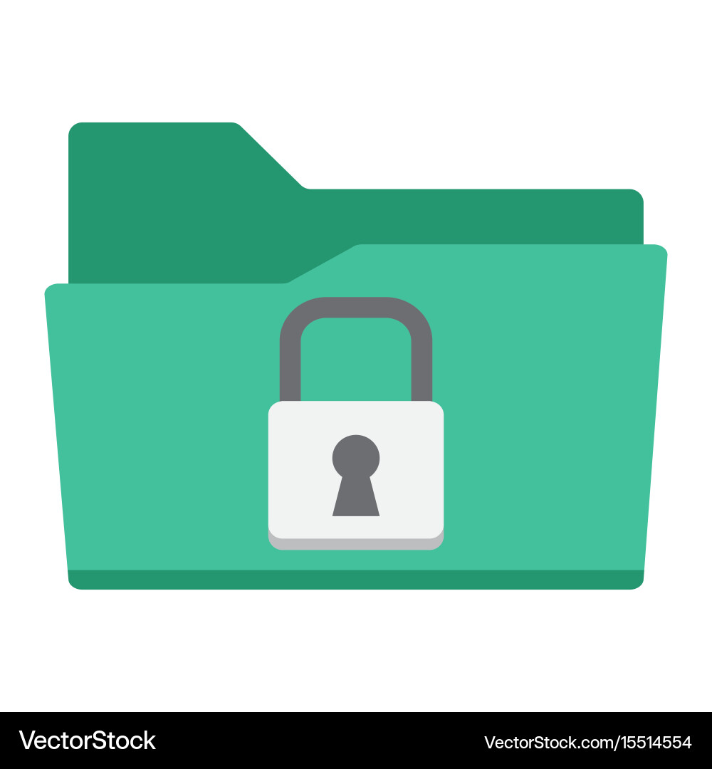 Secure data folder flat icon security padlock Vector Image