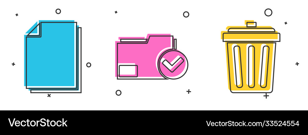 Set document folder and check mark Set document folder and check mark Vector Image