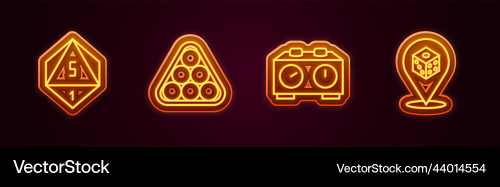 Set line game dice billiard balls in triangle Vector Image
