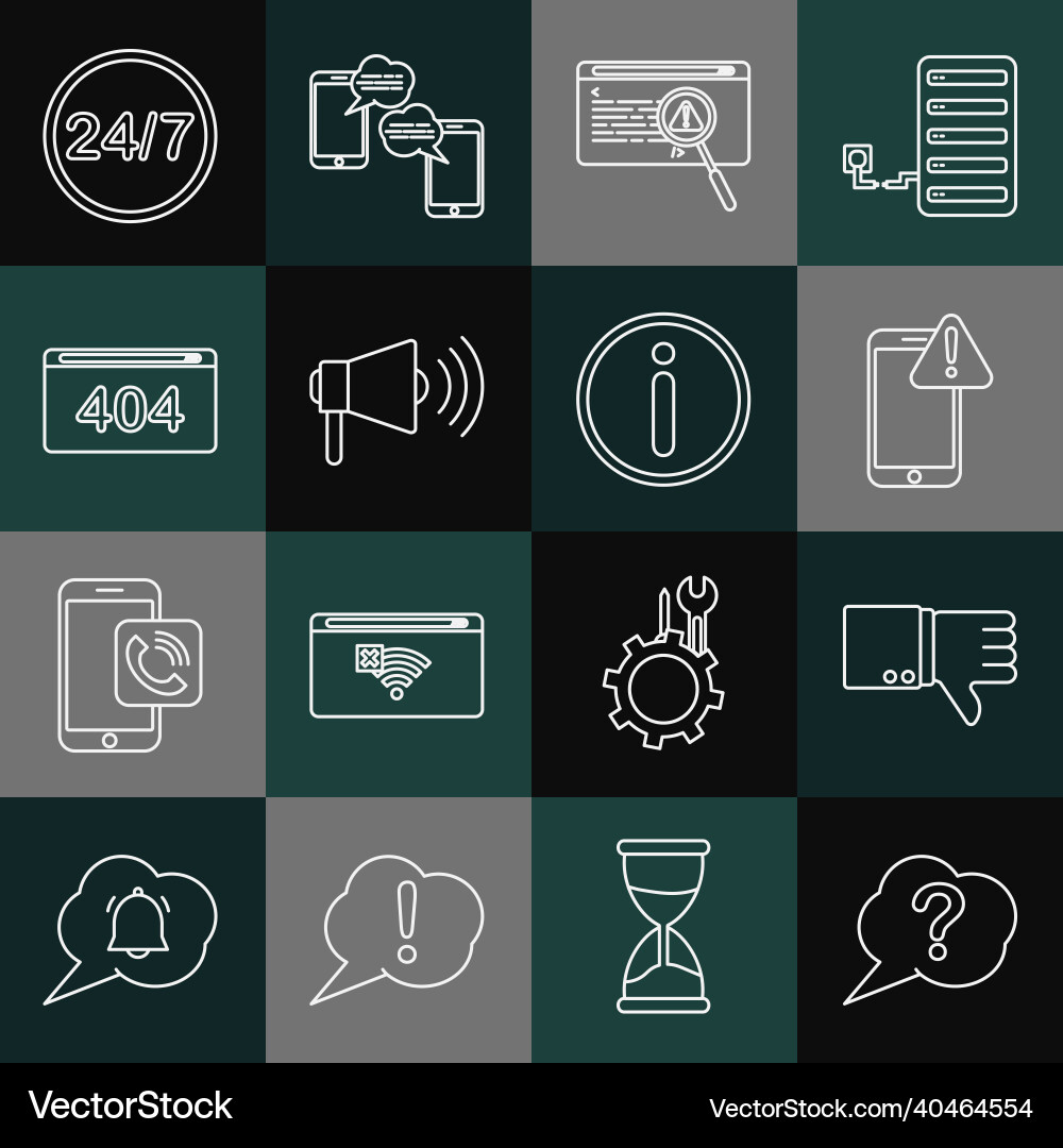 Set line speech bubble question dislike mobile Set line speech bubble question dislike mobile vector image