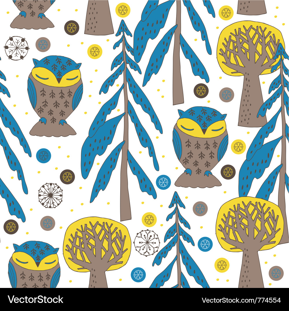 Snowy Owl Pattern Vector Image