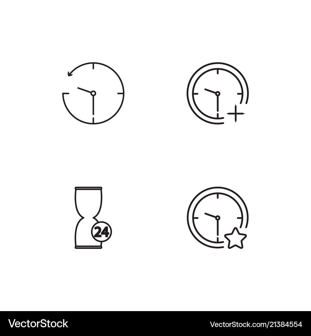 Time linear icons set simple outline vector image