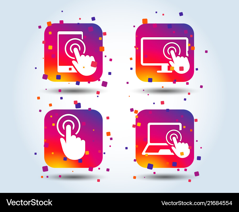 Touch screen smartphone hand pointer symbols Vector Image