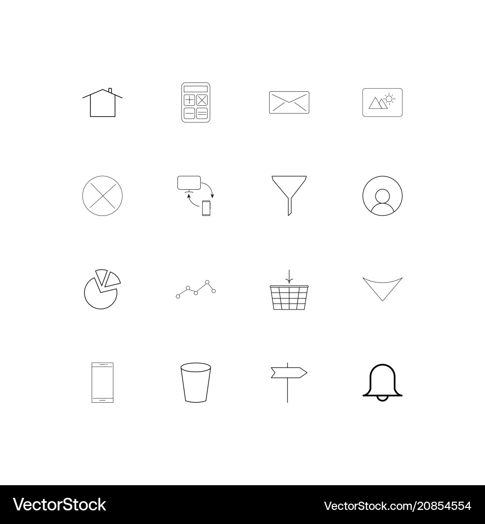 Web linear thin icons set outlined simple Vector Image