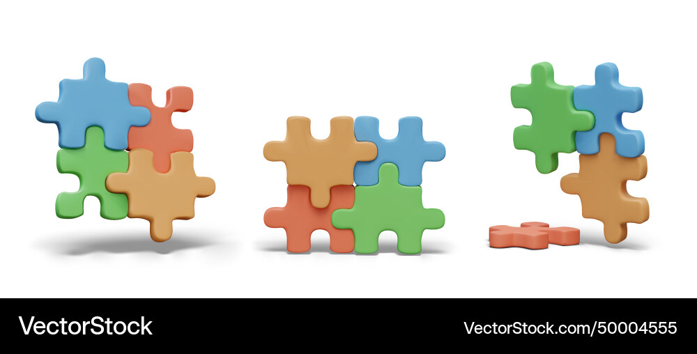 Colored puzzles in connected and disconnected Vector Image