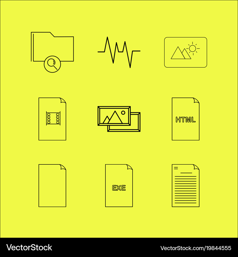 Files and folders linear icon set simple outline vector image